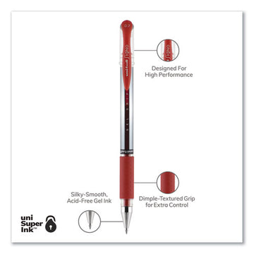 uni-ball® Signo Grip Gel Pen, Stick, Medium 0.7 Mm, Red Ink, Silver-red Barrel, Dozen freeshipping - TVN Wholesale